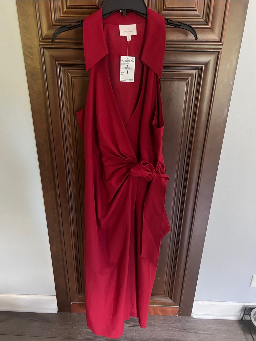 cinq a sept Red Wrap Dress with Side Knot